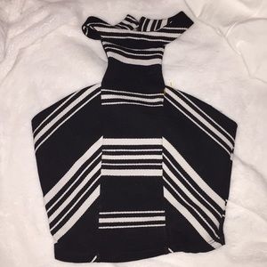 Black and white striped crop top.